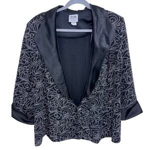 Vintage R & M Richards Black and Silver Sparkly Glitter Jacket
